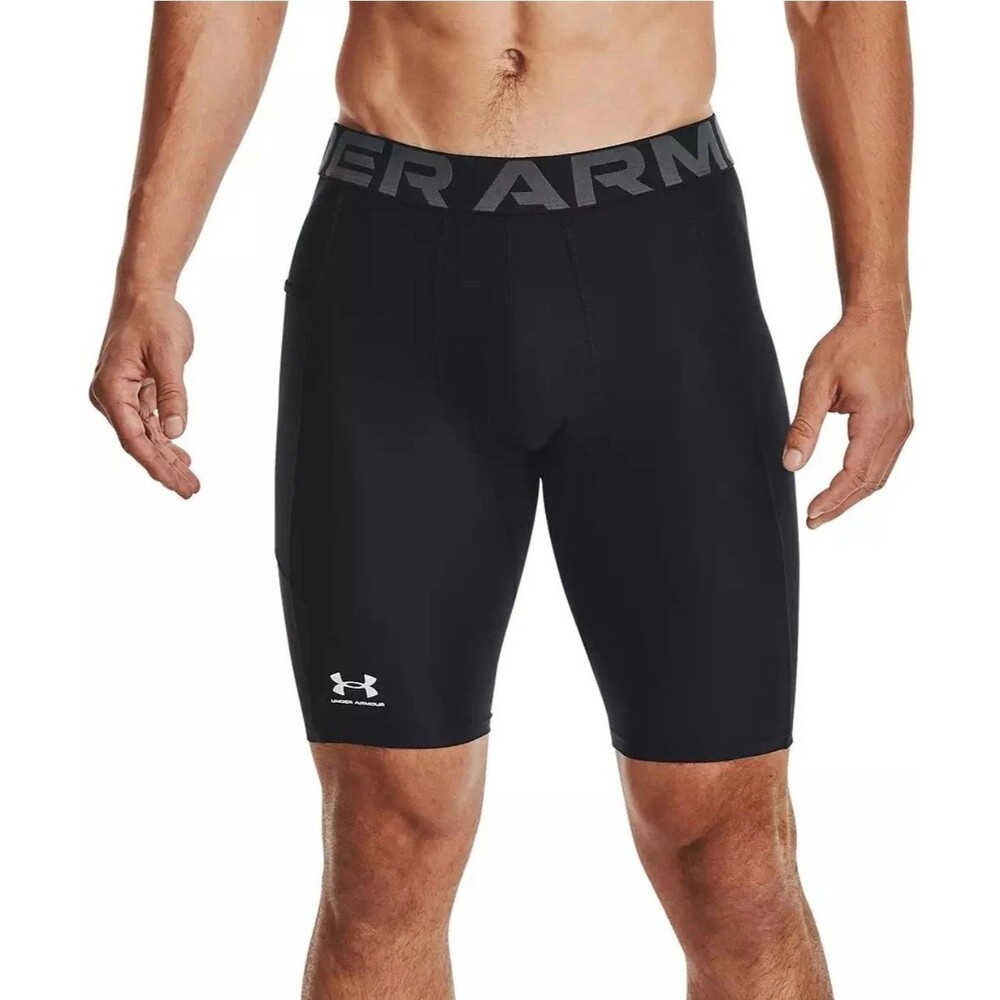 UNDER ARMOUR Sz M NWT HeatGear Long Compression 9" Black Layering Sport Shorts